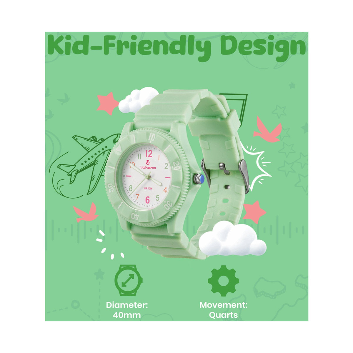 Volkano Mallow Series Kids Analogue Watch - Green