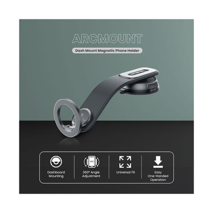 Volkano Arcmount Bendable Dash Mount Magnetic Phone Holder - Black