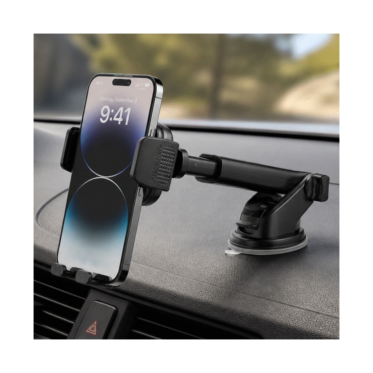 Volkano Secure Series Car Vent, Dash & Windshield Mount Phone Holder - Black