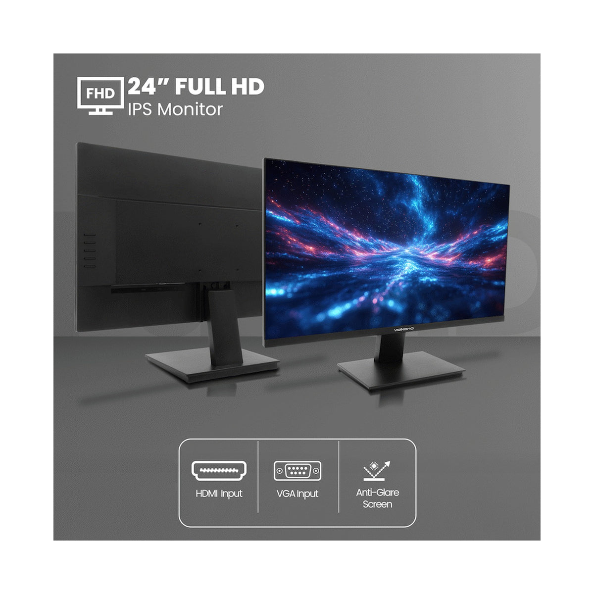 Volkano 24-inch Full HD IPS Monitor with HDMI/VGA, 100 Hz