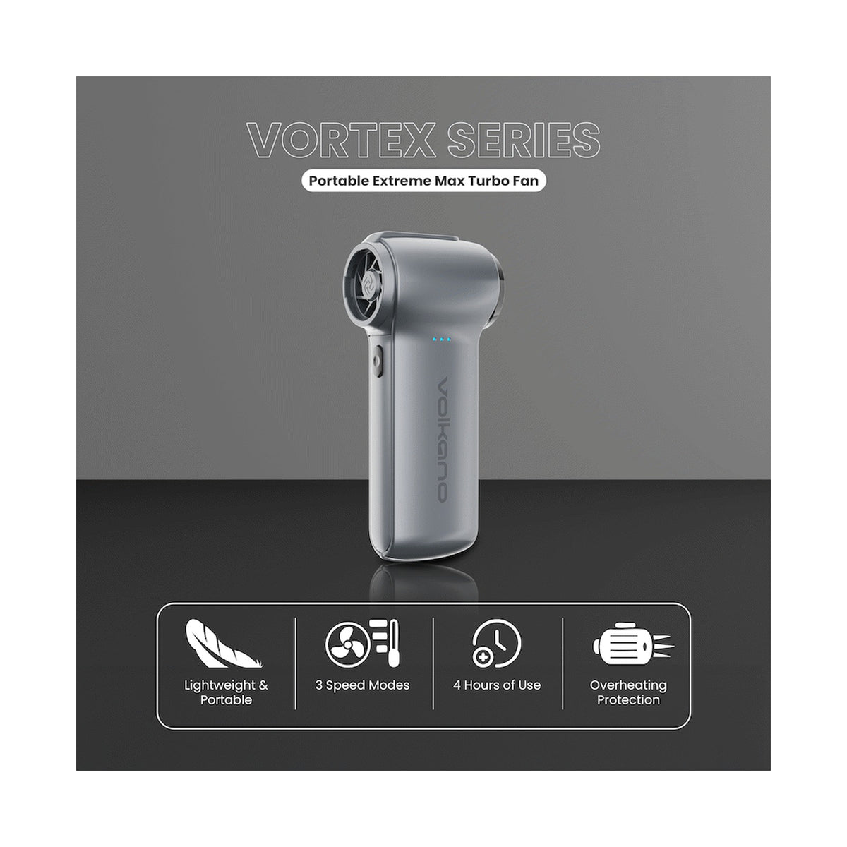 Volkano Vortex Series Portable Extreme Max Turbo Fan - Gun Metal