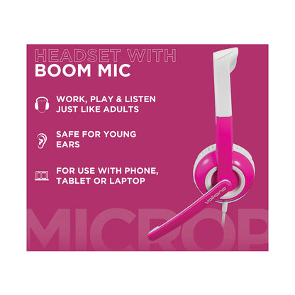 Volkano Kids Chat Junior Series Headset with Mic - Pink