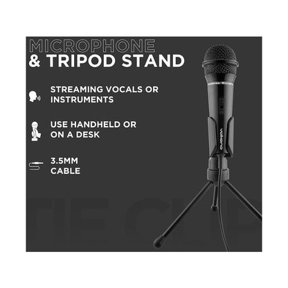 Volkano Stream Vocal Microphone with Tripod, Aux