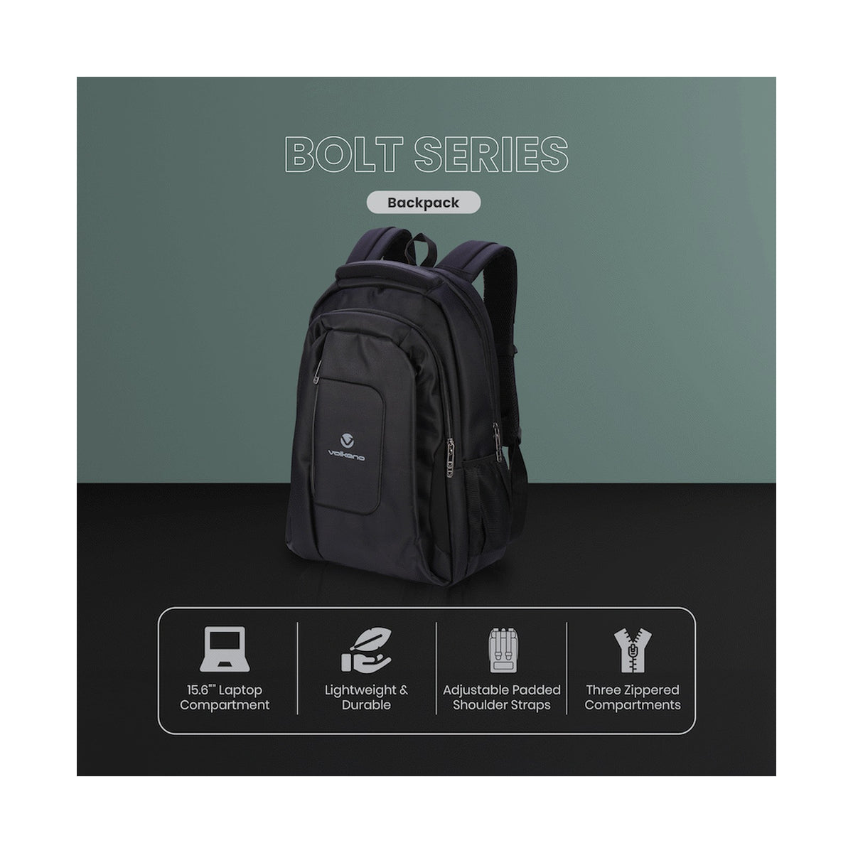 Volkano Bolt series backpack Black