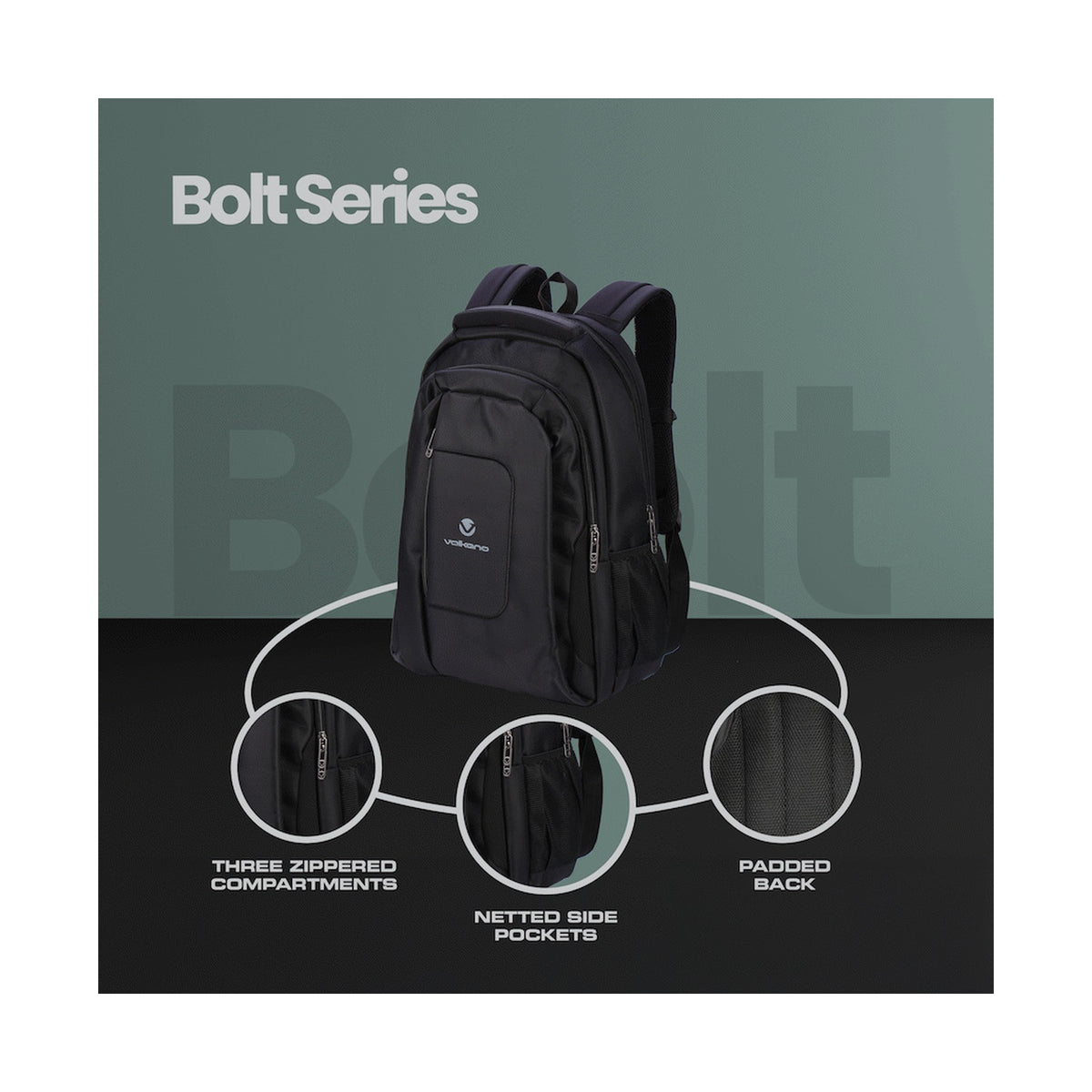 Volkano Bolt series backpack Black
