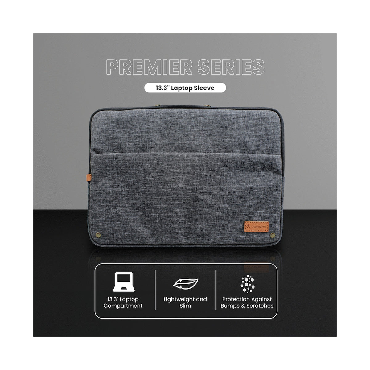 Volkano Premier Series 13.3" Laptop Sleeve - Dark Grey