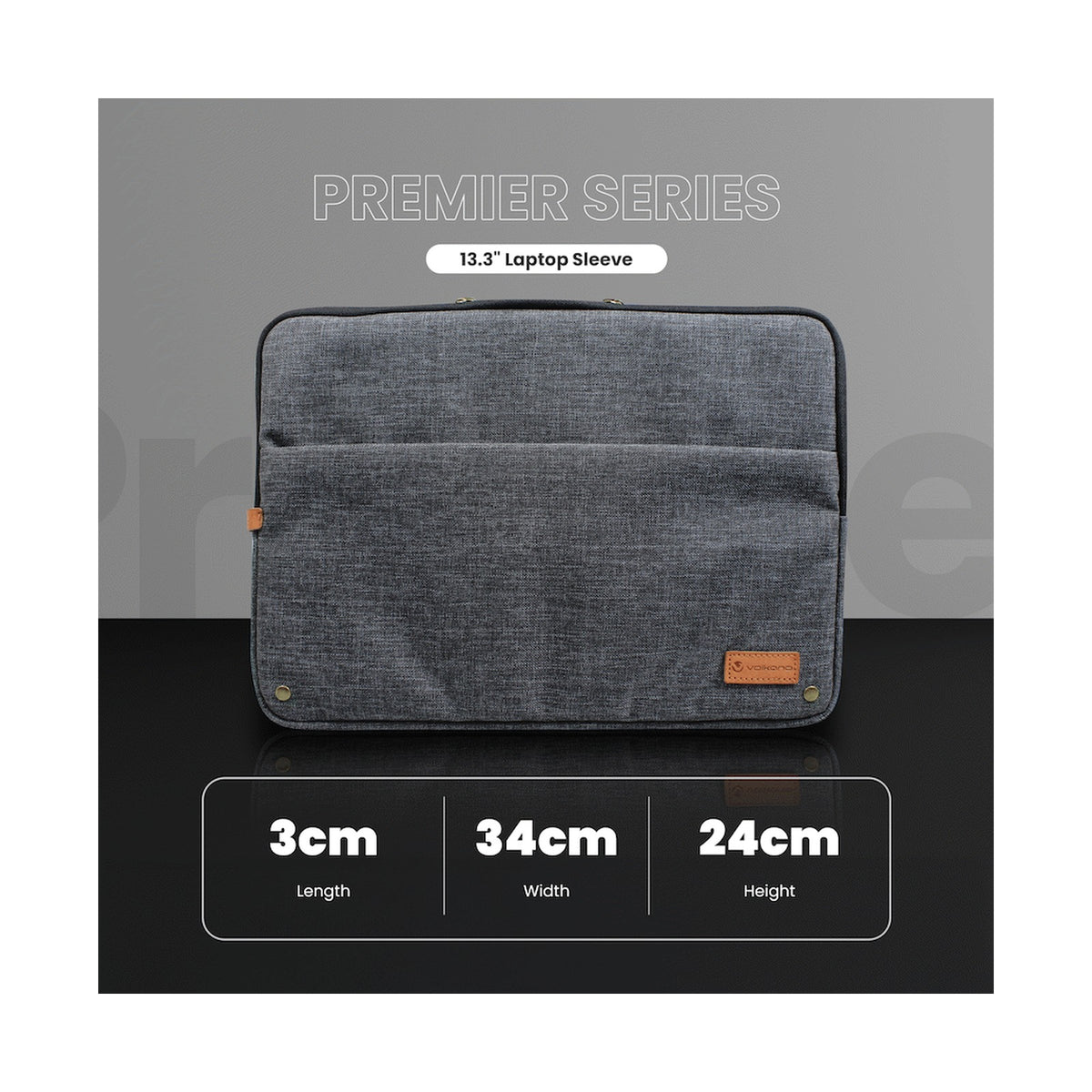 Volkano Premier Series 13.3" Laptop Sleeve - Dark Grey
