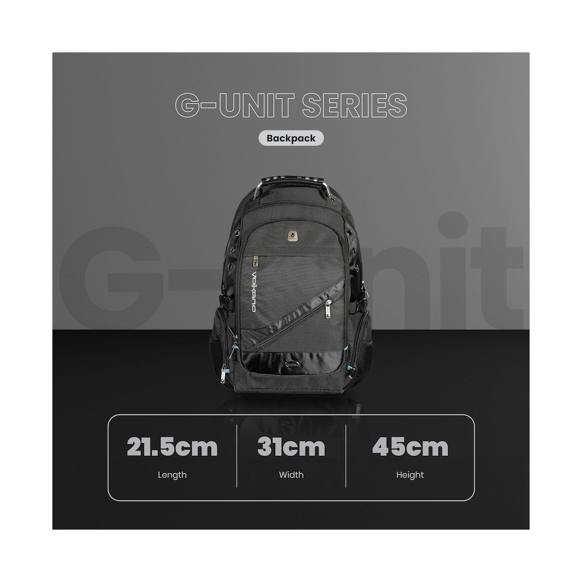 Volkano G-Unit Backpack - Black/Grey/Turquoise