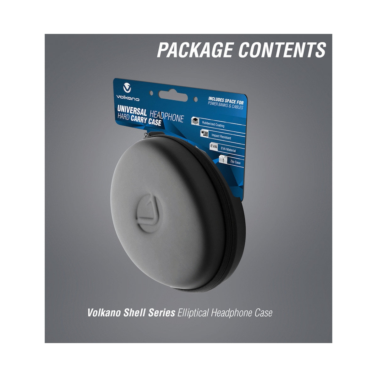 Volkano Shell Elliptical Headphone Case - Black