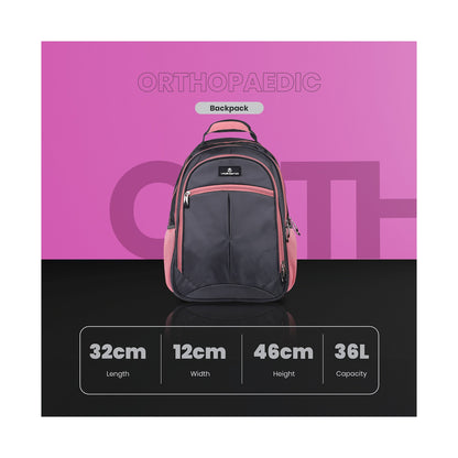 Volkano Orthopaedic Backpack 36l - Dark Grey/Pink