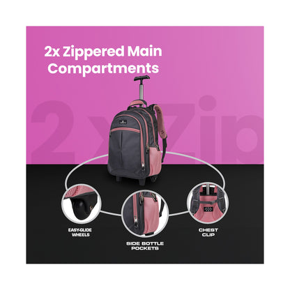Volkano Orthopaedic Trolley Backpack 35l - Dark Grey/Pink
