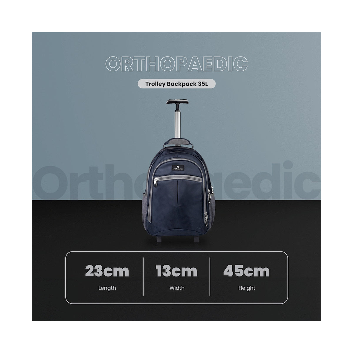 Volkano Orthopaedic Trolley Backpack 35l - Navy/Grey