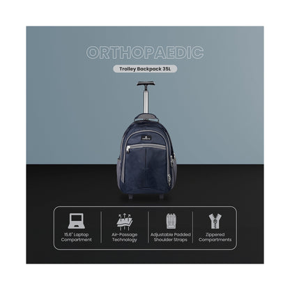 Volkano Orthopaedic Trolley Backpack 35l - Navy/Grey