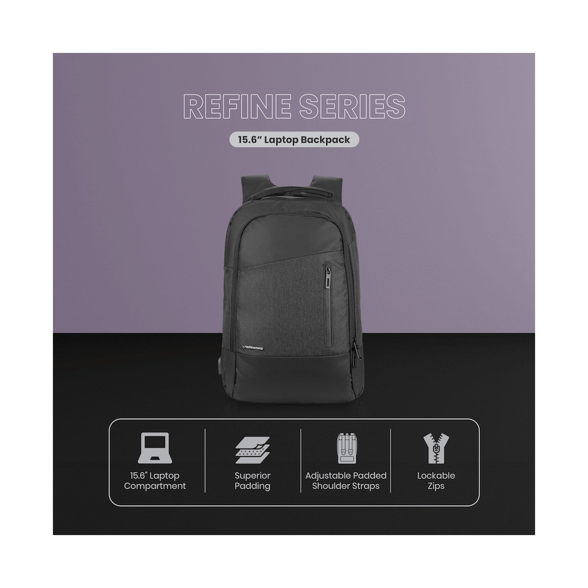 Volkano Refine 15.6" Laptop Backpack - Black/Charcoal