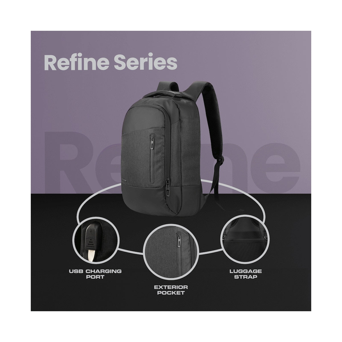 Volkano Refine 15.6" Laptop Backpack - Black/Charcoal