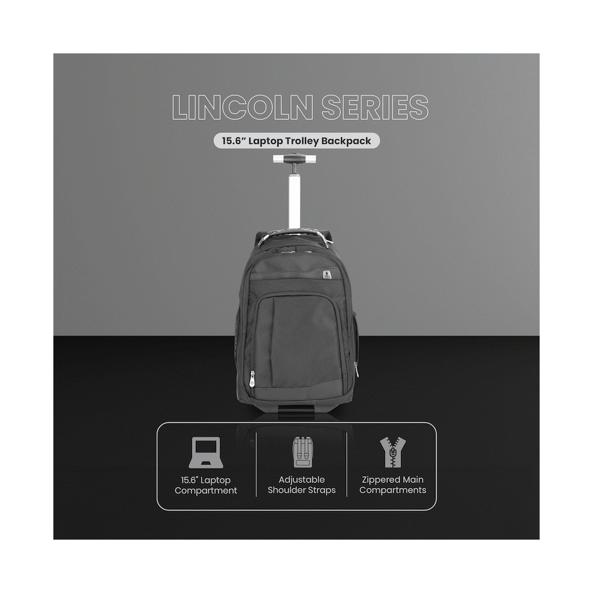Volkano Lincoln 15.6" Laptop Trolley Backpack - Black