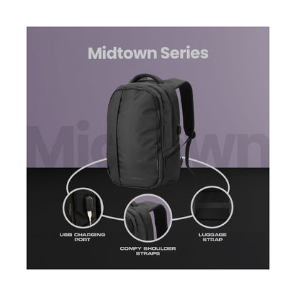Volkano Midtown 15.6" Laptop Backpack - Black