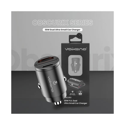 Volkano Obscurix Series 30w PD Dual USB-A and USB-C Ultra Small Car Charger
