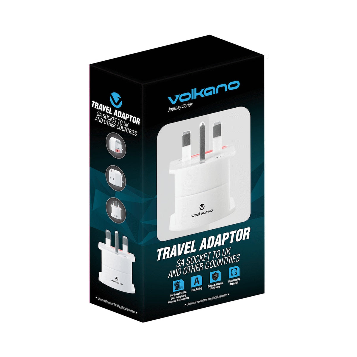 Volkano Traveller SA series travel plug UK/other socket to 15A SA plug