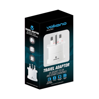 Volkano Traveller SA series travel plug UK/other socket to 15A SA plug