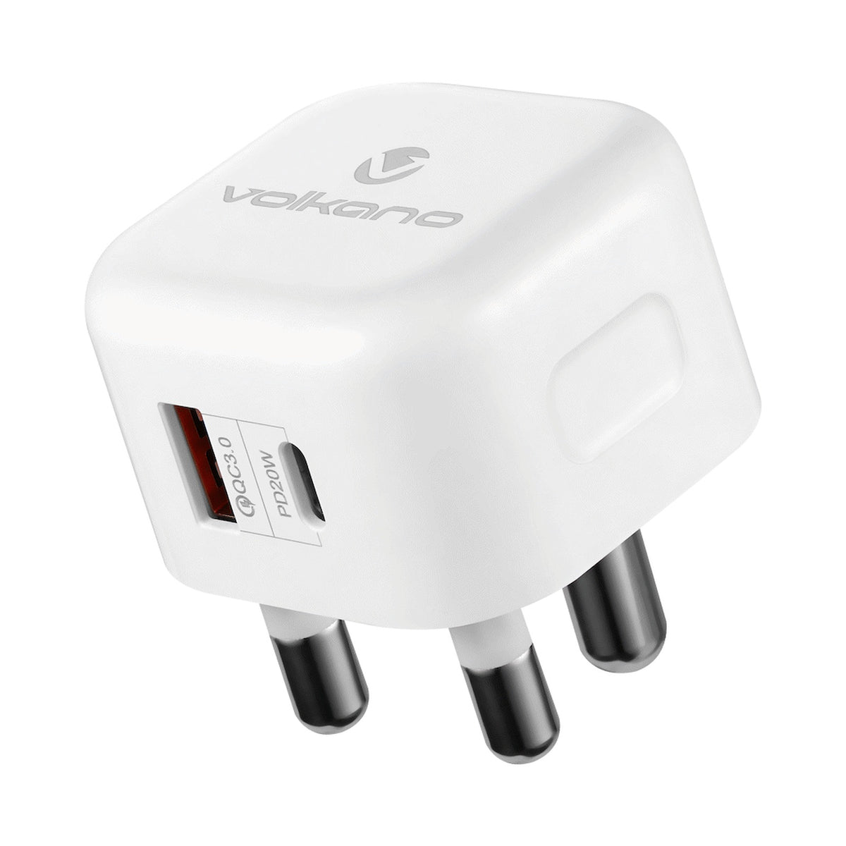 Volkano Robust Series 3-Pin SA to 20w PD + QC 3.0 Wall Charger