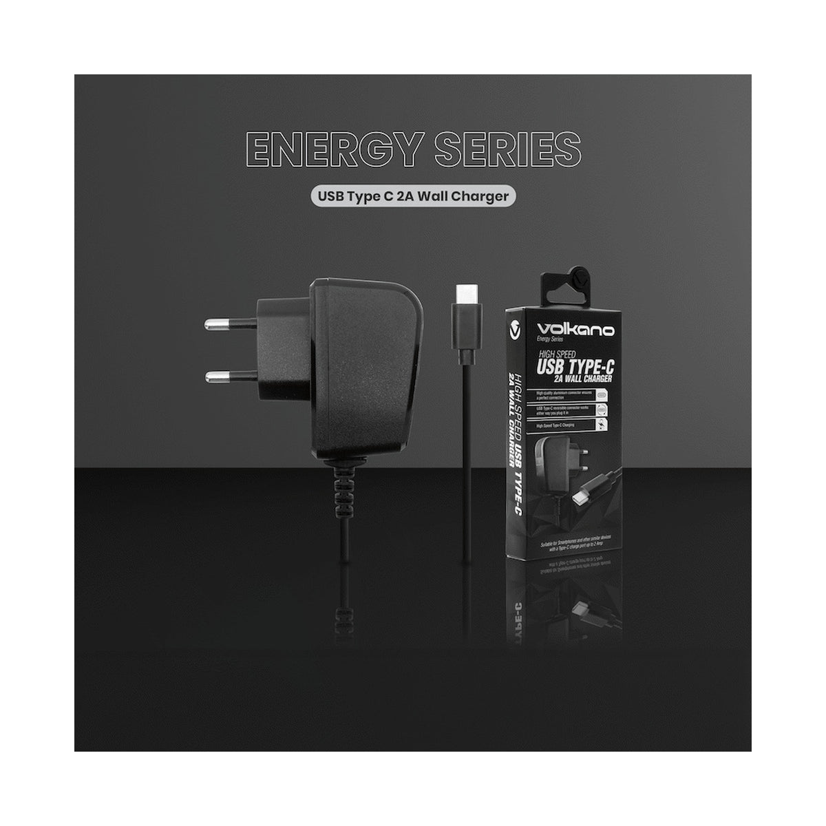 Volkano Energy Series USB Type-C 2a Wall Charger
