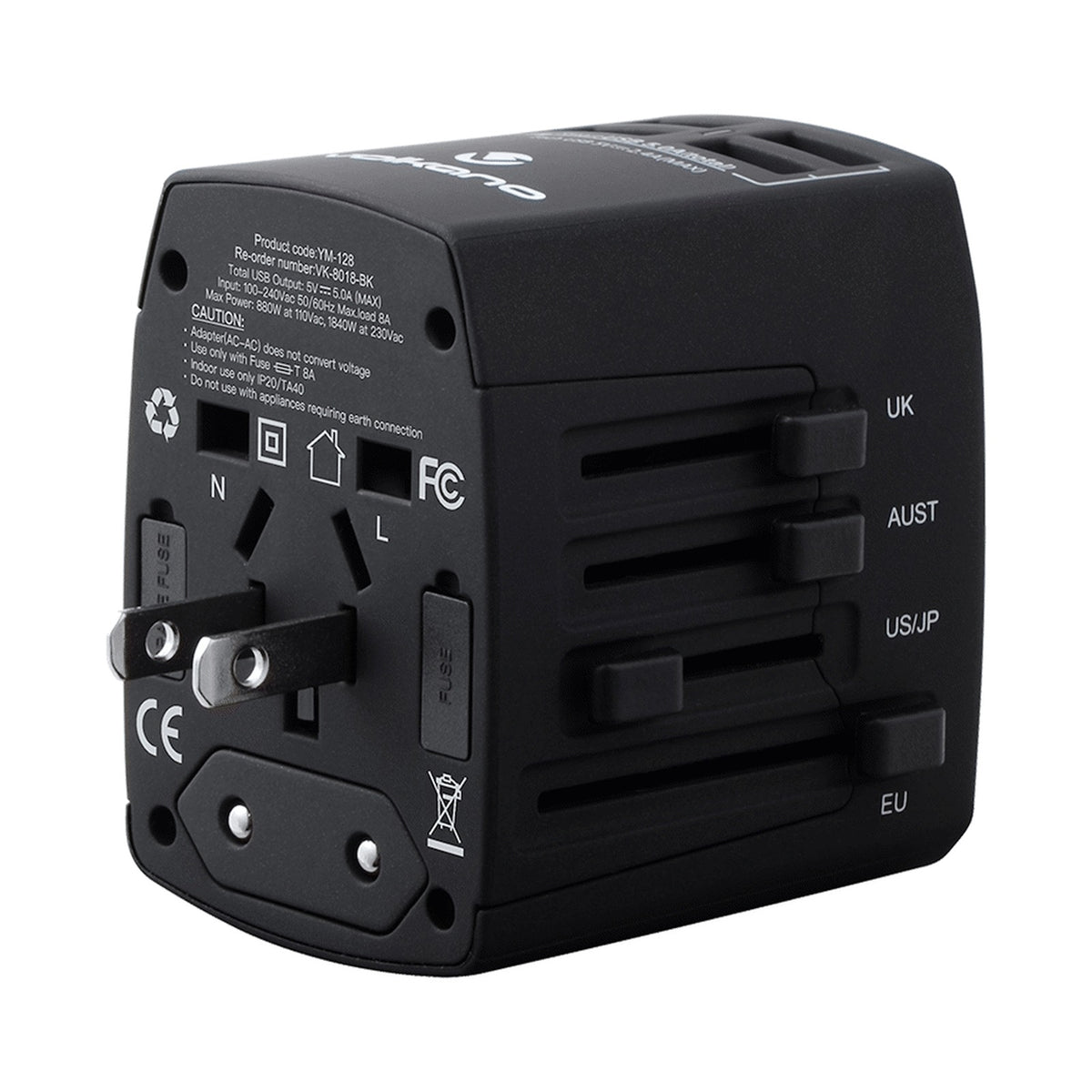 Volkano Worldwide Series travel adaptor plug with 4 USB charge ports