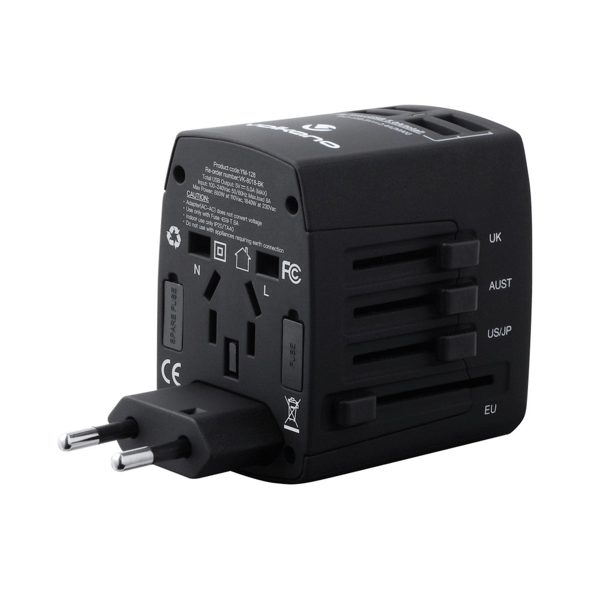 Volkano Worldwide Series travel adaptor plug with 4 USB charge ports