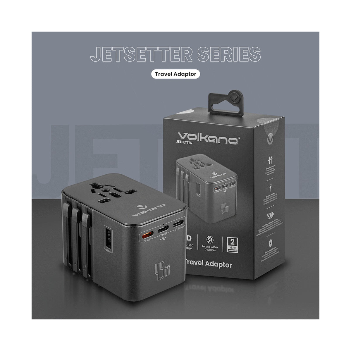 Volkano Jetsetter series 45W PD Travel Adaptor
