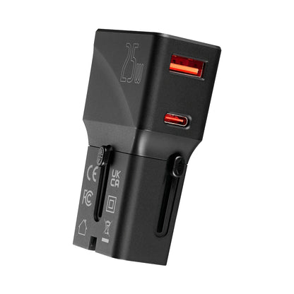Volkano Globetrotter Series 25w Dual USB + Type-C Mini Travel Adaptor