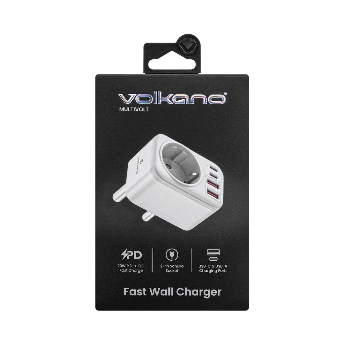 Volkano MultiVolt Series 2x USB-A + 2x USB-C adaptor SA Plug to multi travel socket 20Watt