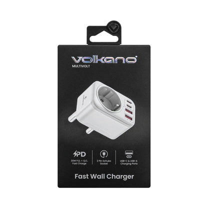 Volkano MultiVolt Series 2x USB-A + 2x USB-C adaptor SA Plug to multi travel socket 20Watt