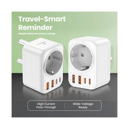 Volkano MultiVolt Series 2x USB-A + 2x USB-C adaptor SA Plug to multi travel socket 20Watt