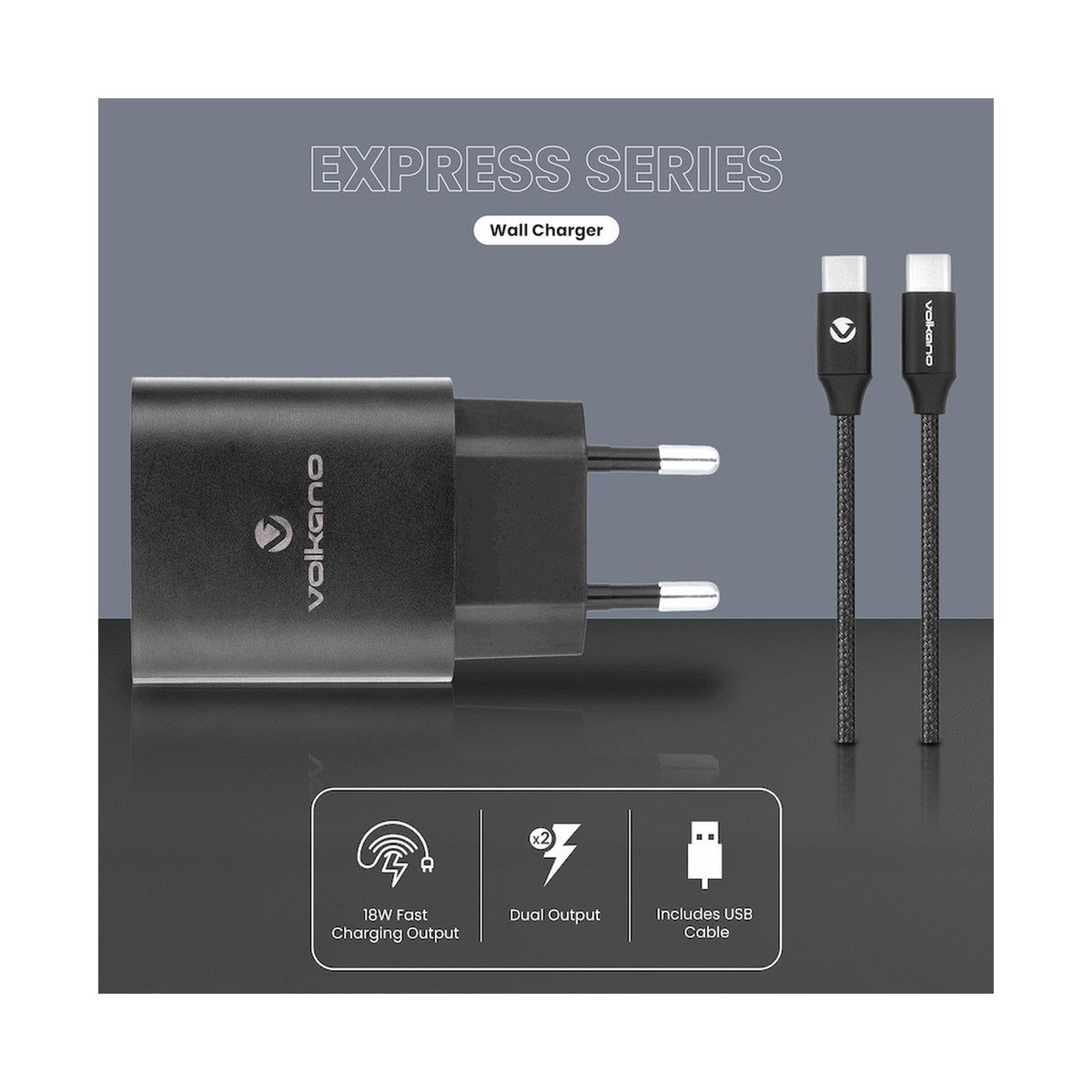 Volkano Express Series QC3.0 + PD Wall Charger - 20w with Cable