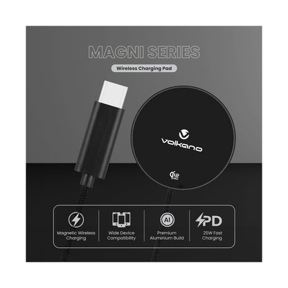 Volkano Magni Series Qi2.2 25W Wireless Charging Pad - Black