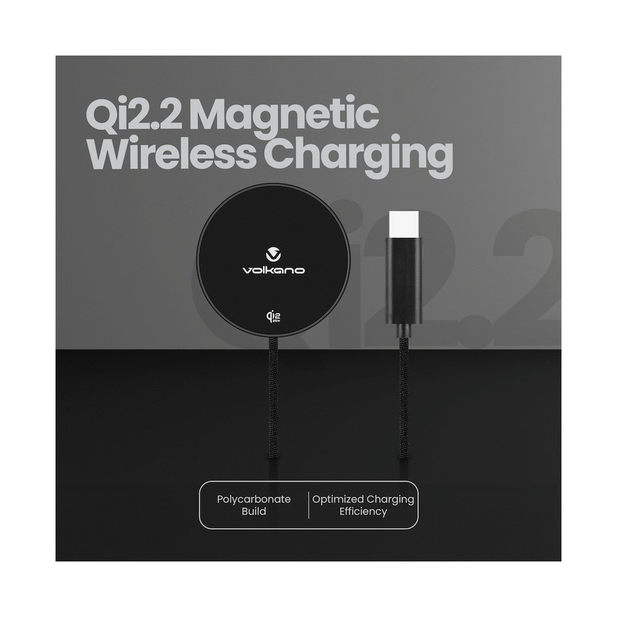 Volkano Magni Series Qi2.2 25W Wireless Charging Pad - Black