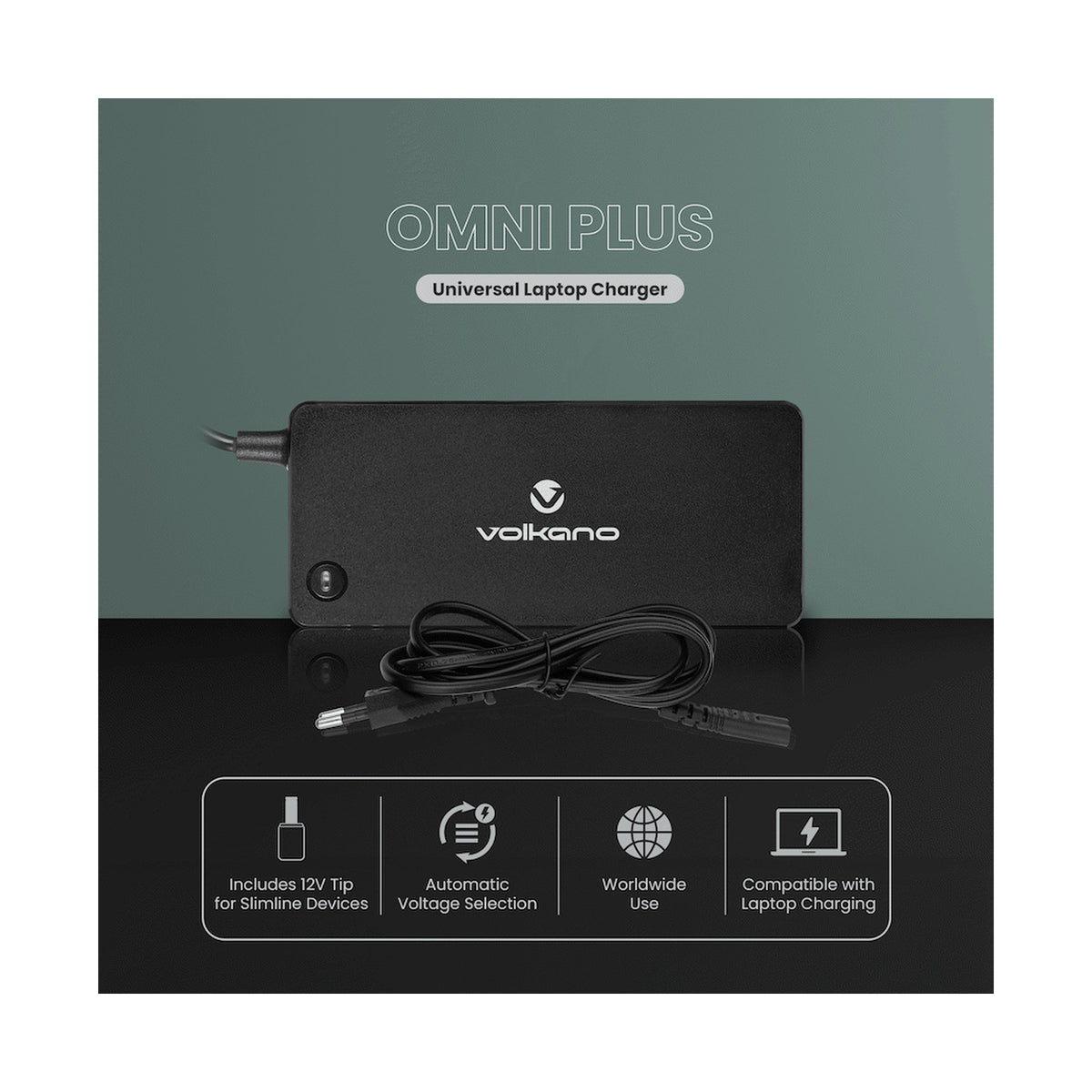 Volkano Omni Plus Universal 70W laptop charger with 12V out