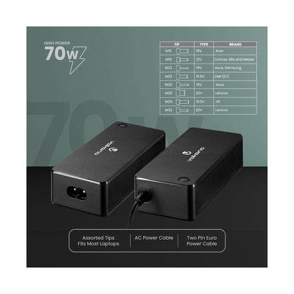 Volkano Omni Plus Universal 70W laptop charger with 12V out