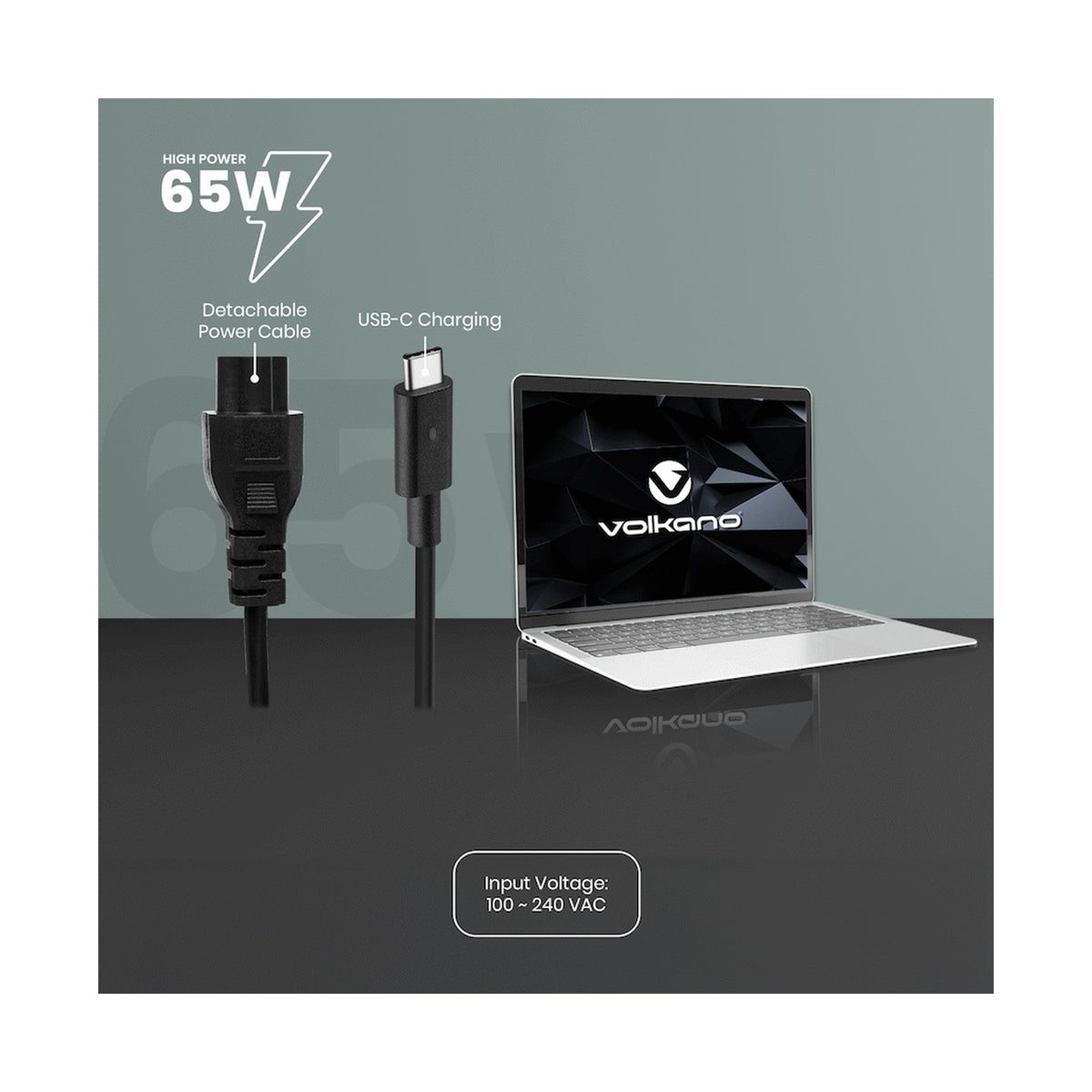 Volkano Brio Slimline series Type-C 65W Laptop Charger