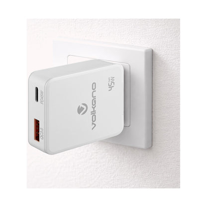 Volkano Potent Plus series 45W GaN Compact Dual USB and USB-C PD Wall Charger