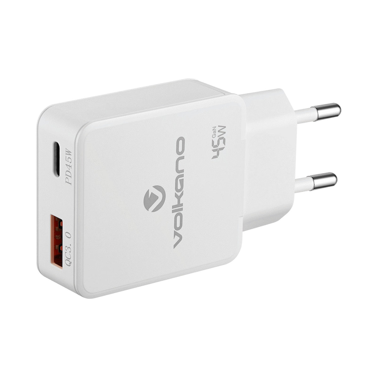 Volkano Potent Plus series 45W GaN Compact Dual USB and USB-C PD Wall Charger