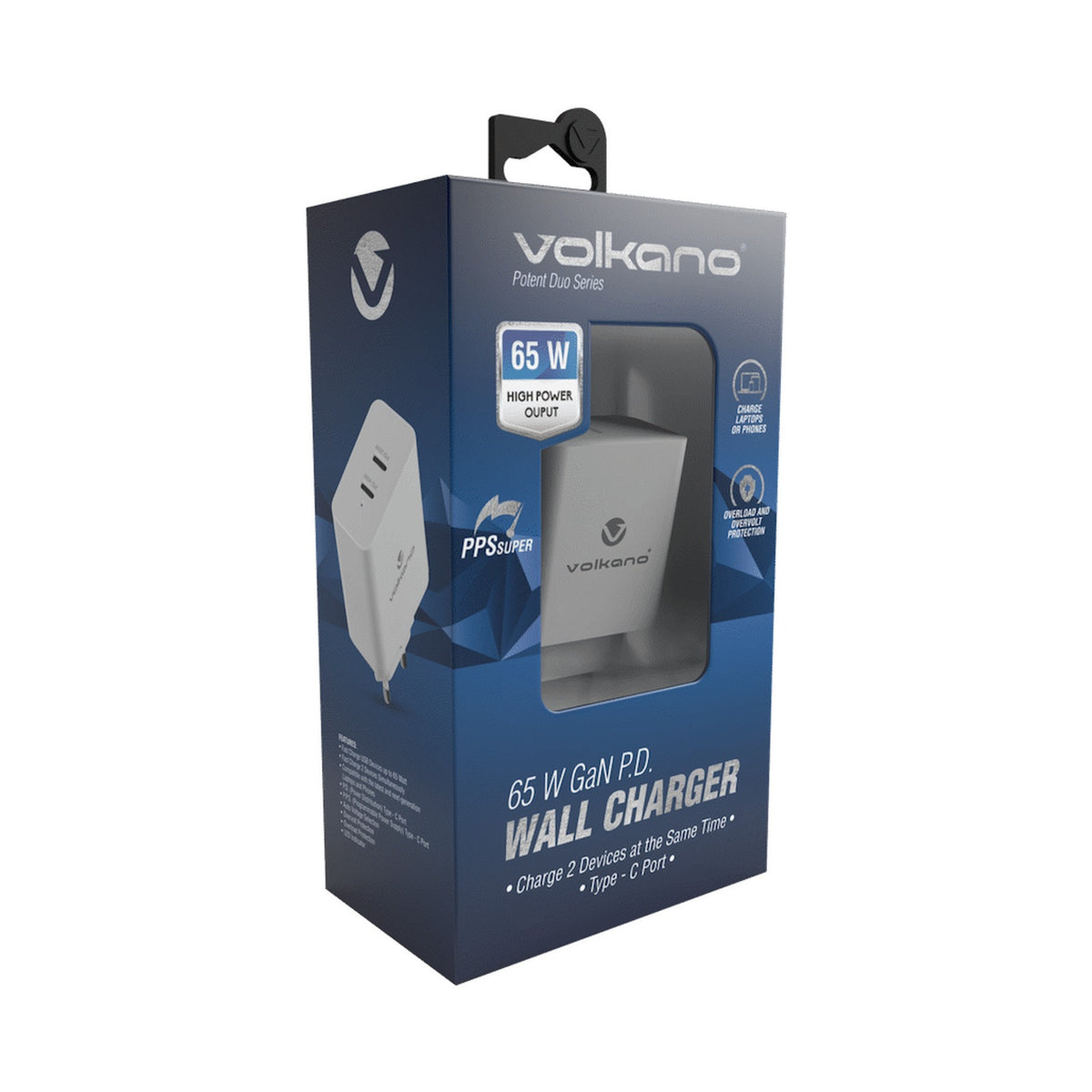 Volkano Potent Duo Series 65w Dual PD Compact Wall Charger