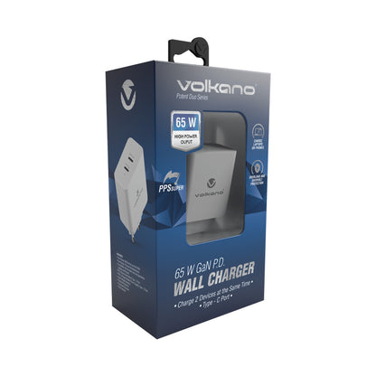 Volkano Potent Duo Series 65w Dual PD Compact Wall Charger