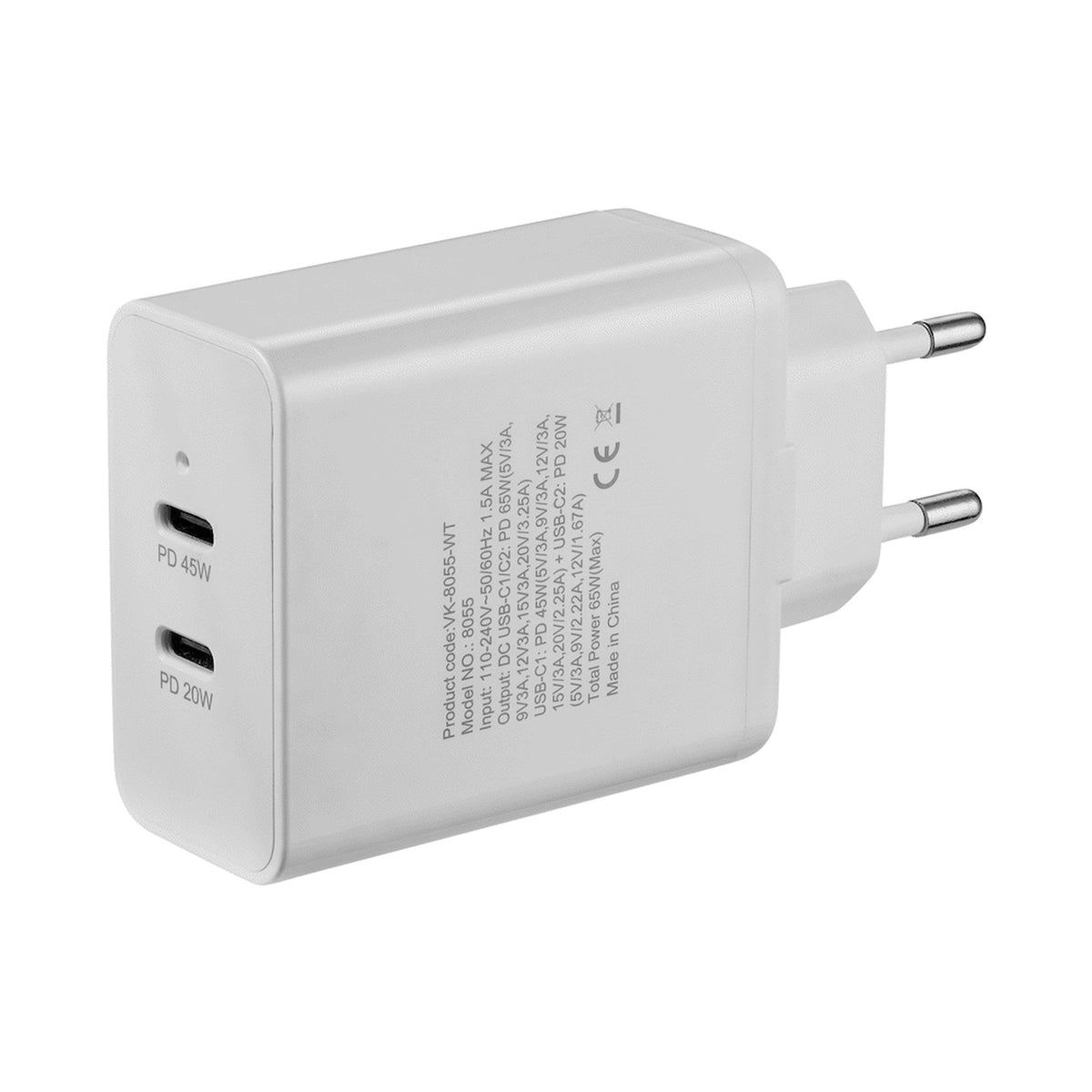 Volkano Potent Duo Series 65w Dual PD Compact Wall Charger