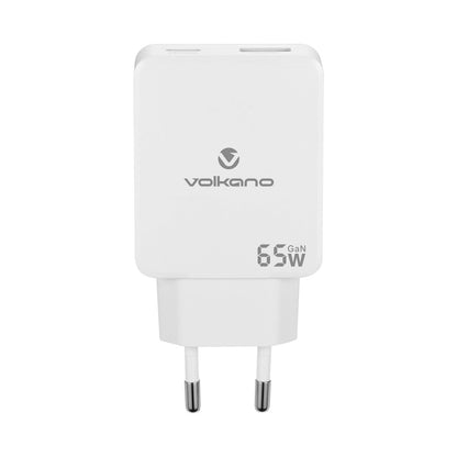 Volkano Potent Duo series 65W Dual USB and USB-C PD Compact Wall Charger