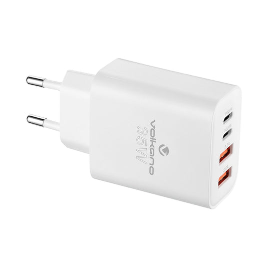 Volkano Quad Series 2x PD USB-C 2x USB-A 3a 35W Wall Charger