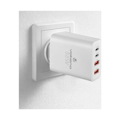 Volkano Quad Series 2x PD USB-C 2x USB-A 3a 35W Wall Charger