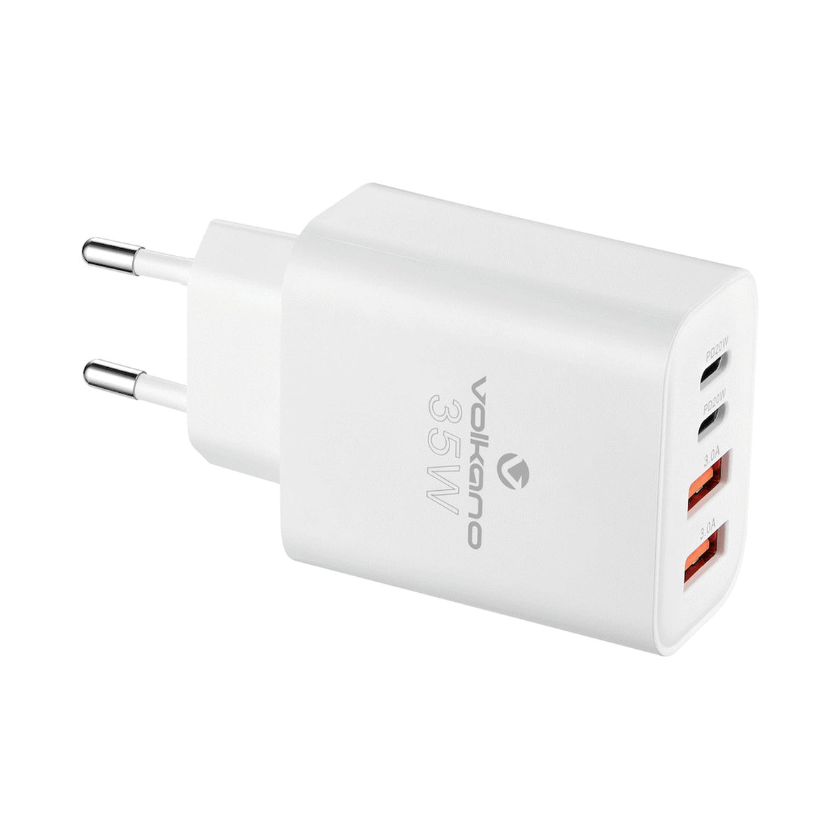Volkano Quad Series 2x PD USB-C 2x USB-A 3a 35W Wall Charger