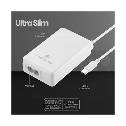 Volkano Brio Traveller Compact 65w GaN Laptop Charger
