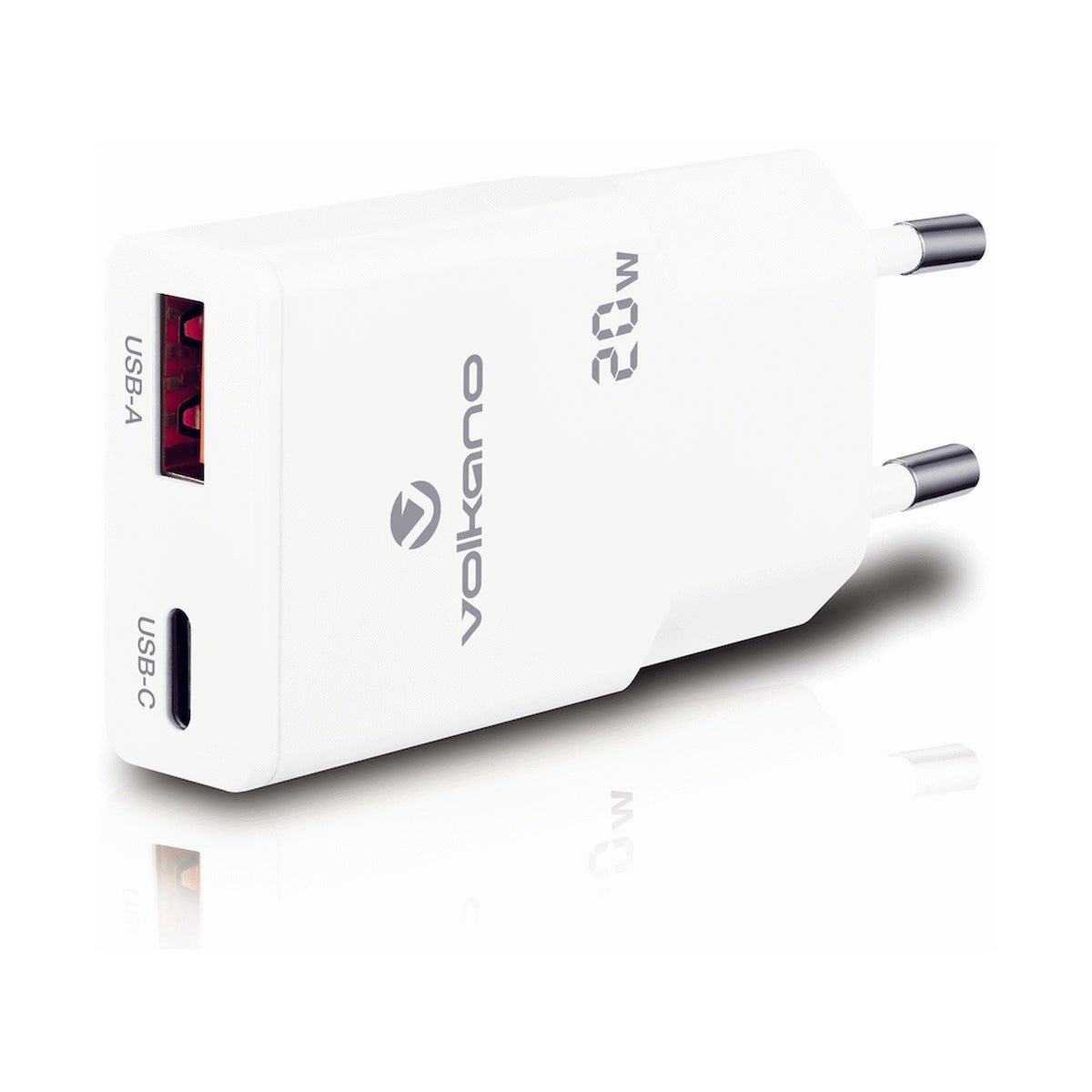Volkano Mighty Series 20w Dual USB-A & USB-C GaN Wall Charger